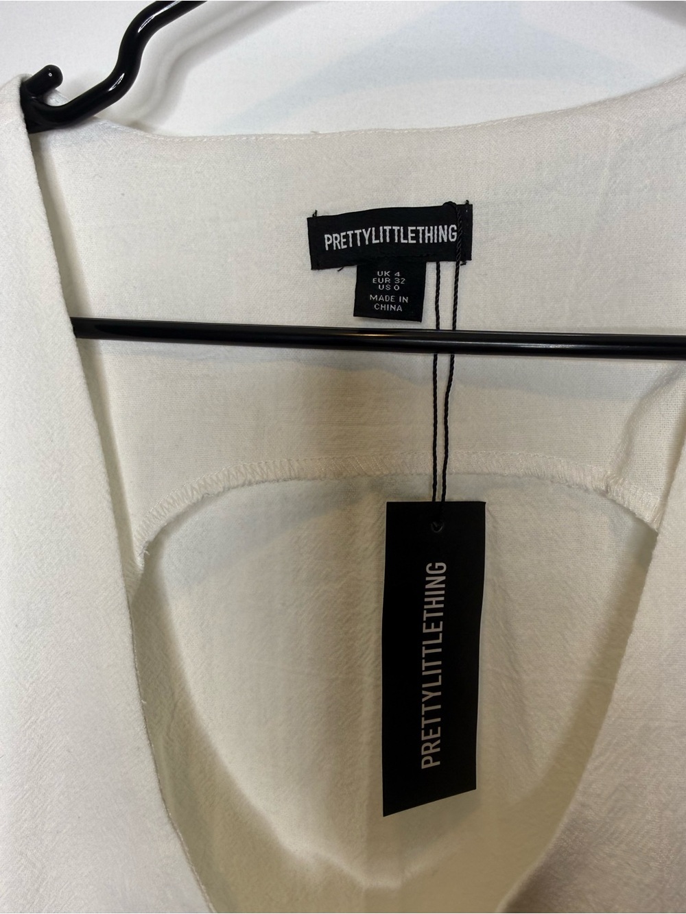 PrettyLittleThing WHITE LINEN LOOK SCOOP NECK WIDE LEG PANT CO-ORD SET - Picture 8 of 10